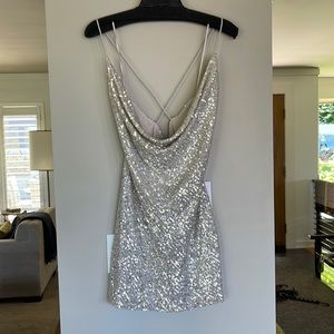 JayGodfrey sequin spaghetti strap cocktail dress. Size 6